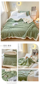 Solid Colour Thickened Double-Sided Lamb Fleece and Tafu Fleece Jacquard Blanket for Home and Office