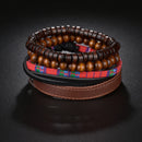 Braided Leather Wrap Bracelet for Men – Vintage Beaded Tribal Wristband with Charms