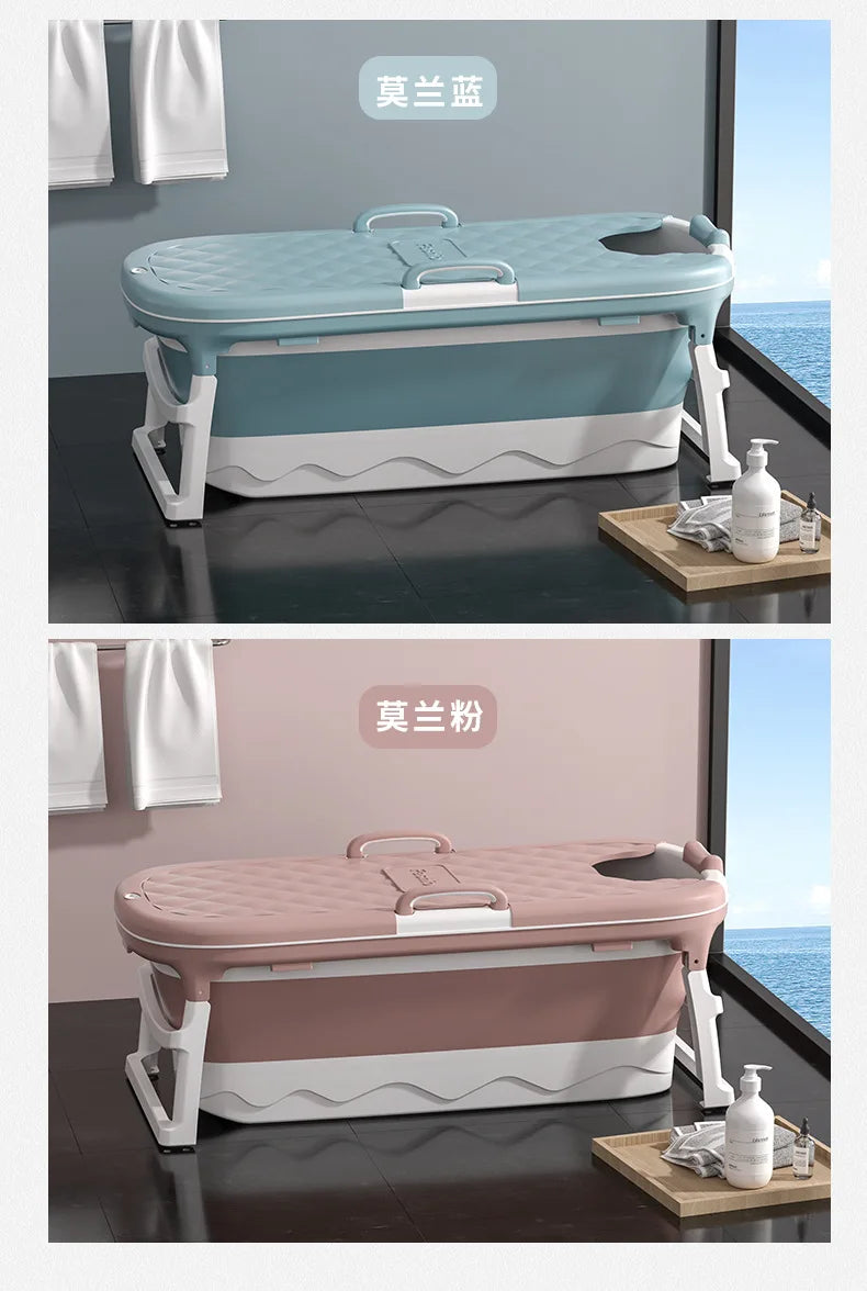 Foldable Adult Bathtub – Thickened Full Body Plastic Soaking Tub for Home Use