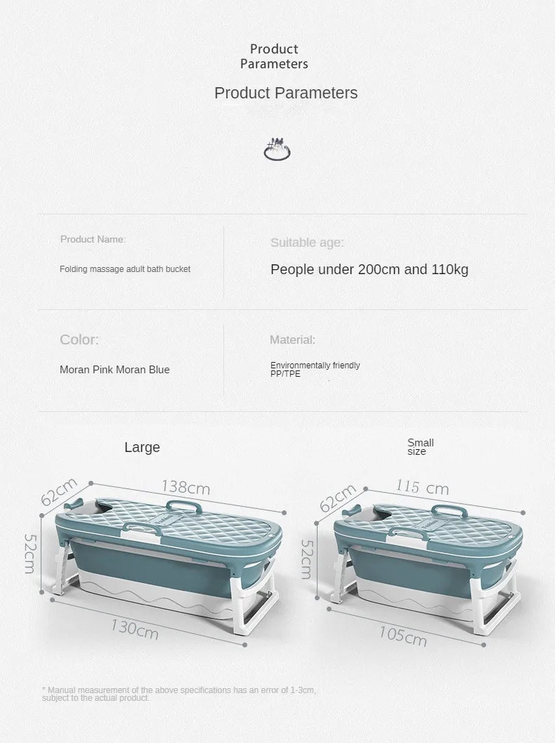 Foldable Adult Bathtub – Thickened Full Body Plastic Soaking Tub for Home Use