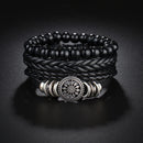 Braided Leather Wrap Bracelet for Men – Vintage Beaded Tribal Wristband with Charms