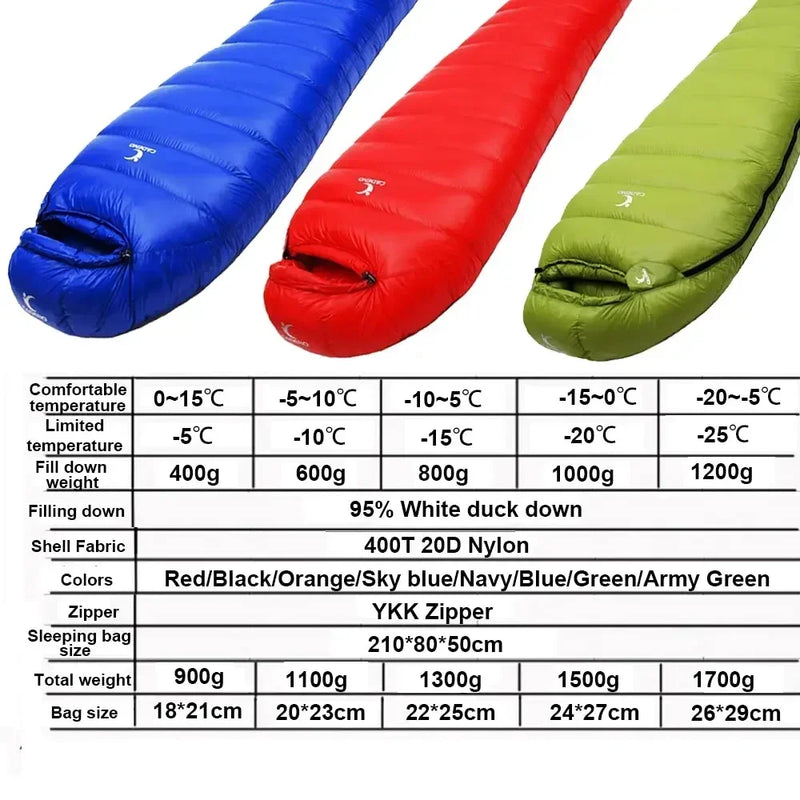Winter Down Sleeping Bag – Lightweight Goose Down Camping Bag for Cold Weather