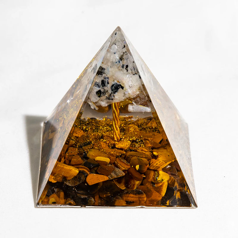 Natural Crystal Energy Pyramid – Peridot & Amethyst Reiki Healing Chakra Decor