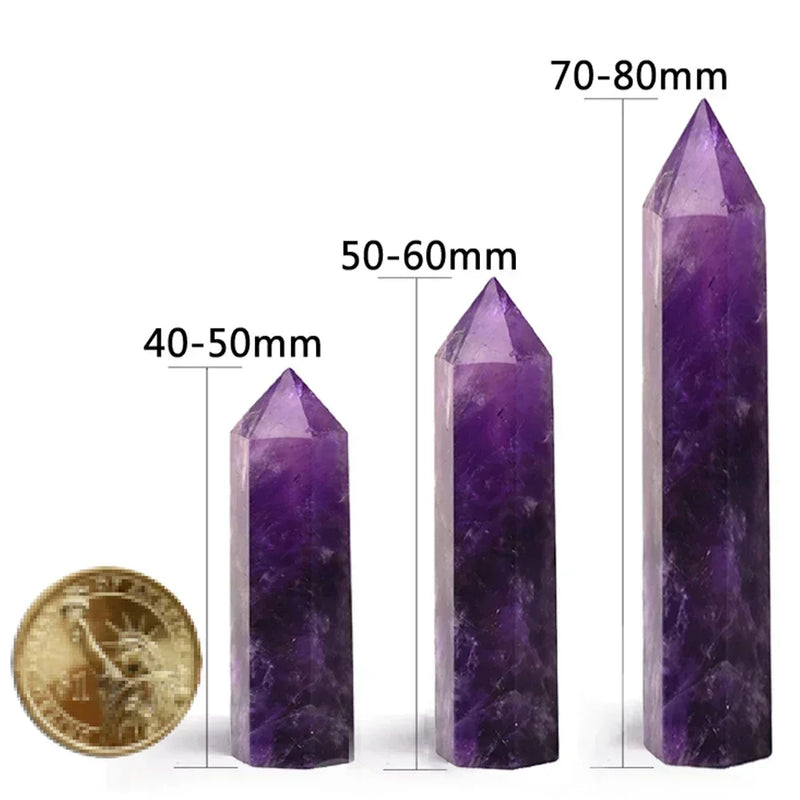 Natural Stone Crystal Point Wand – Rose Quartz, Amethyst, Obsidian & More – Reiki Healing & Home Décor