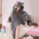Animal Wearable Hooded Blanket Cloak – Soft Coral Fleece Cosplay Shawl