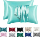 2-Pack Satin Silk Pillowcases for Hair & Skin – Coral, Standard Size, Soft, Anti-Frizz, Easy Care
