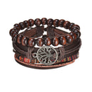 Braided Leather Wrap Bracelet for Men – Vintage Beaded Tribal Wristband with Charms