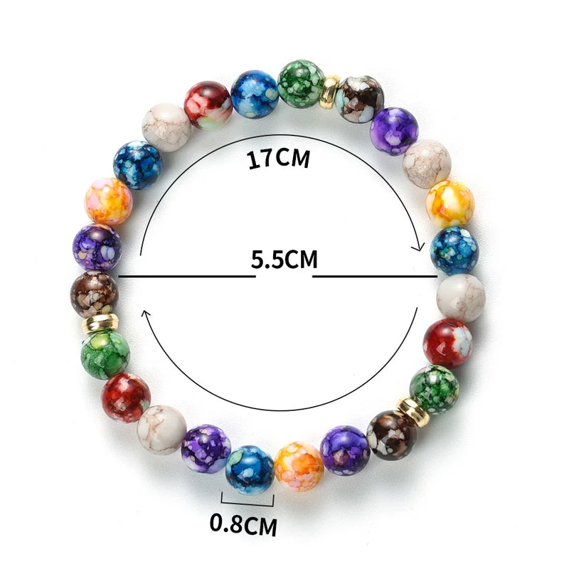 Classic 7 Chakra Energy Bracelet – Natural Volcanic Stone Yoga Meditation Jewelry