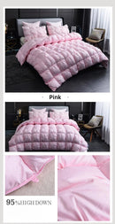 Luxury White Goose Down Comforter – Thick Winter Duvet With 3D Pinch Pleat Design
