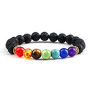 Classic 7 Chakra Energy Bracelet – Natural Volcanic Stone Yoga Meditation Jewelry