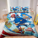 Cartoon 3pcs Duvet Cover Sonic The Hedgehog Kids Bedding Set Comforter Cover Set for Bedroom Decor Teens Children Gifts