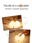 Rabbit night light – touch sensor RGB LED bunny lamp, USB rechargeable silicone nightlight