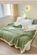 Solid Colour Thickened Double-Sided Lamb Fleece and Tafu Fleece Jacquard Blanket for Home and Office