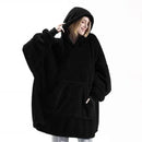 Oversized Fleece Blanket Hoodie – Thick Double-Faced Wearable Blanket