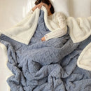 Solid Colour Thickened Double-Sided Lamb Fleece and Tafu Fleece Jacquard Blanket for Home and Office