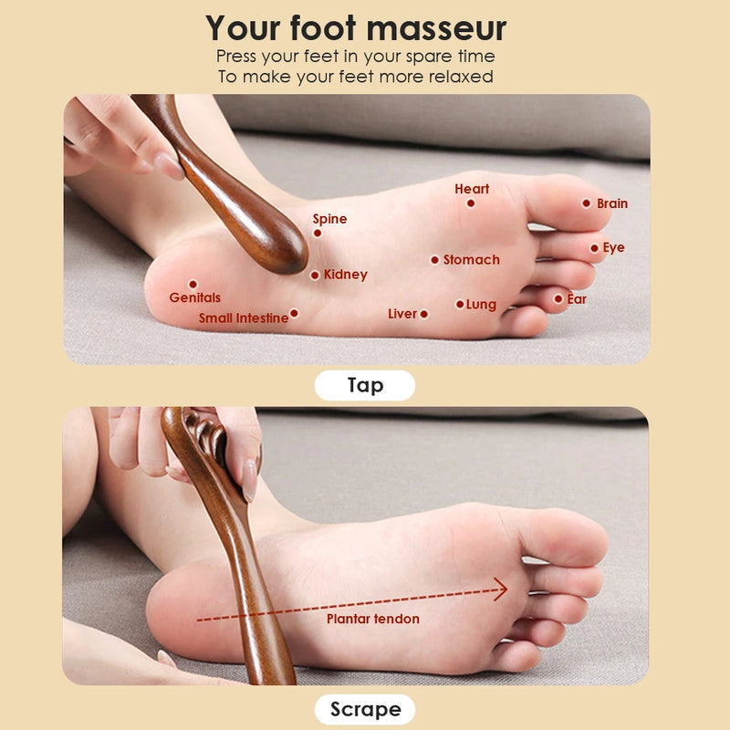 Six-Claw Wooden Head Massage Comb – Natural Sandalwood Gua Sha Tool for Scalp & Body Relaxation