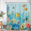 Undersea Cartoon Shower Curtain With Sea Turtle & Coral