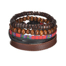 Braided Leather Wrap Bracelet for Men – Vintage Beaded Tribal Wristband with Charms
