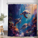 Undersea Cartoon Shower Curtain With Sea Turtle & Coral