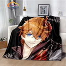 Genshin Impact Flannel Blanket Featuring Tartaglia Zhongli Xiao Kazuha Hutiao Characters