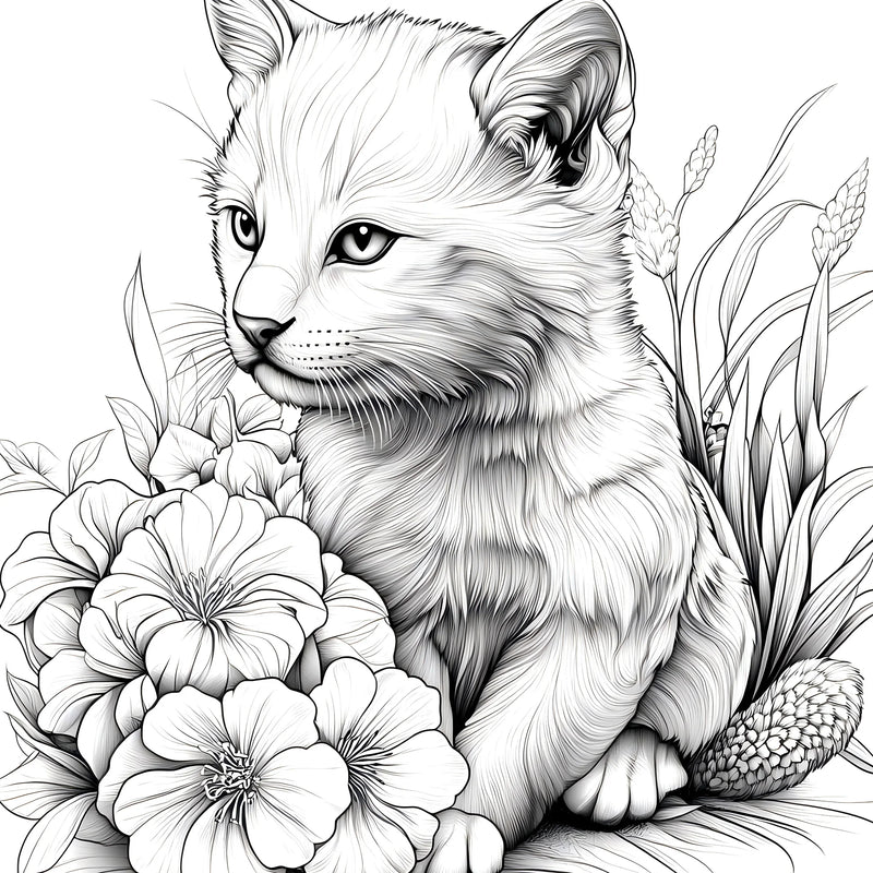 Adults Coloring Book by Animal Paradise Adults – Therapeutic Art Therapy with Cats & Floral Designs