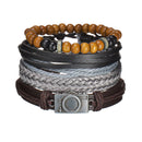 Braided Leather Wrap Bracelet for Men – Vintage Beaded Tribal Wristband with Charms