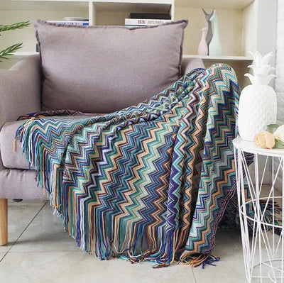 Boho Bed Plaid Blanket – Aztec Baja Sofa Cover, Decor Throw, Wall Hanging Tapestry, Rug Cobertor