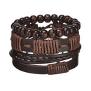 Braided Leather Wrap Bracelet for Men – Vintage Beaded Tribal Wristband with Charms