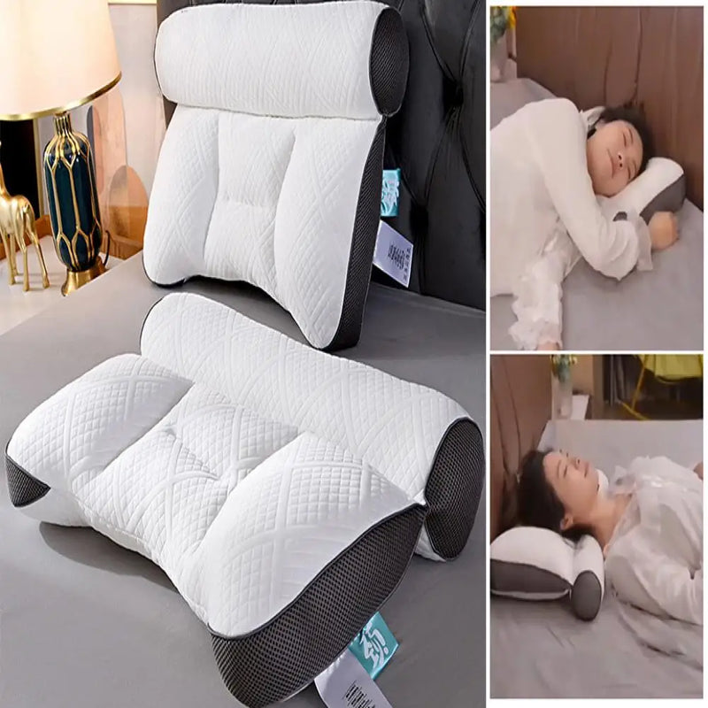 Ergonomic memory foam neck support pillow for side, back and stomach sleepers