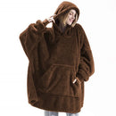 Oversized Fleece Blanket Hoodie – Thick Double-Faced Wearable Blanket