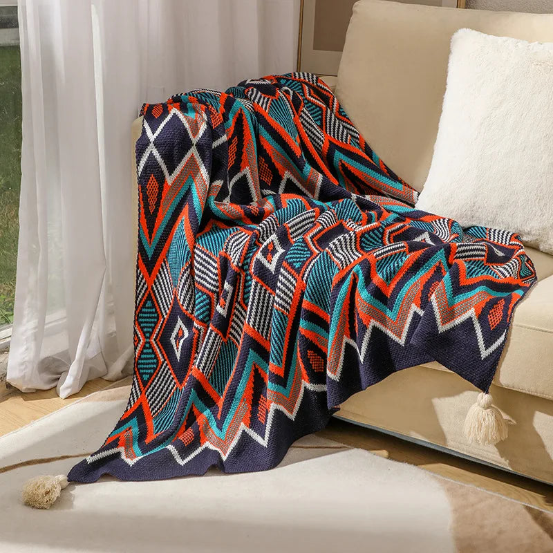 Boho Bed Plaid Blanket – Aztec Baja Sofa Cover, Decor Throw, Wall Hanging Tapestry, Rug Cobertor