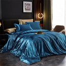 Silk Bedding Set with Duvet Cover Bed Sheet Pillowcases Luxury Satin  Double Bedsheet King Queen