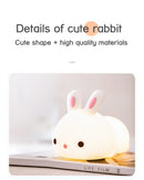 Rabbit night light – touch sensor RGB LED bunny lamp, USB rechargeable silicone nightlight