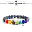 Classic 7 Chakra Energy Bracelet – Natural Volcanic Stone Yoga Meditation Jewelry