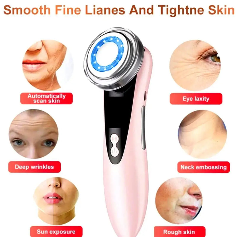 Facial Massager – Skin Rejuvenation, Face Lift, Wrinkle Removal & Whitening Tool 4-in-1 RF EMS