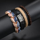 Braided Leather Wrap Bracelet for Men – Vintage Beaded Tribal Wristband with Charms