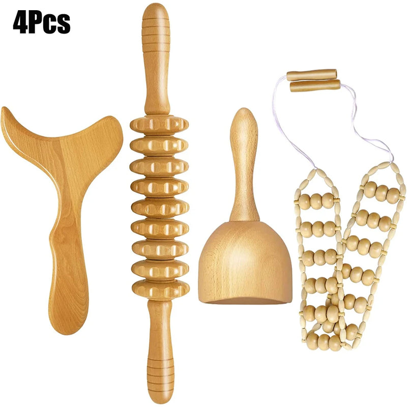 Wood Therapy Massage Tools – Lymphatic Drainage & Body Sculpting Kit  Anti-Cellulite Maderoterapia