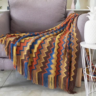 Boho Bed Plaid Blanket – Aztec Baja Sofa Cover, Decor Throw, Wall Hanging Tapestry, Rug Cobertor