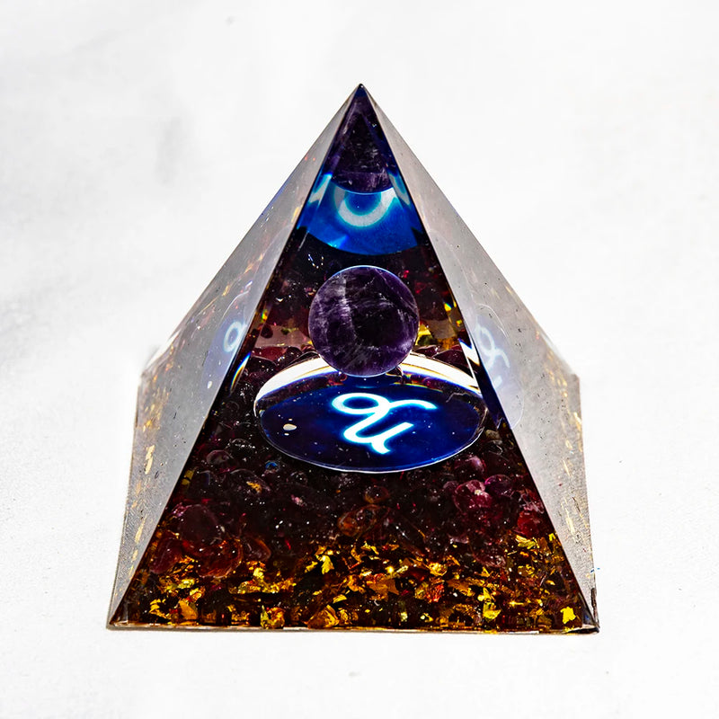 Natural Crystal Energy Pyramid – Peridot & Amethyst Reiki Healing Chakra Decor