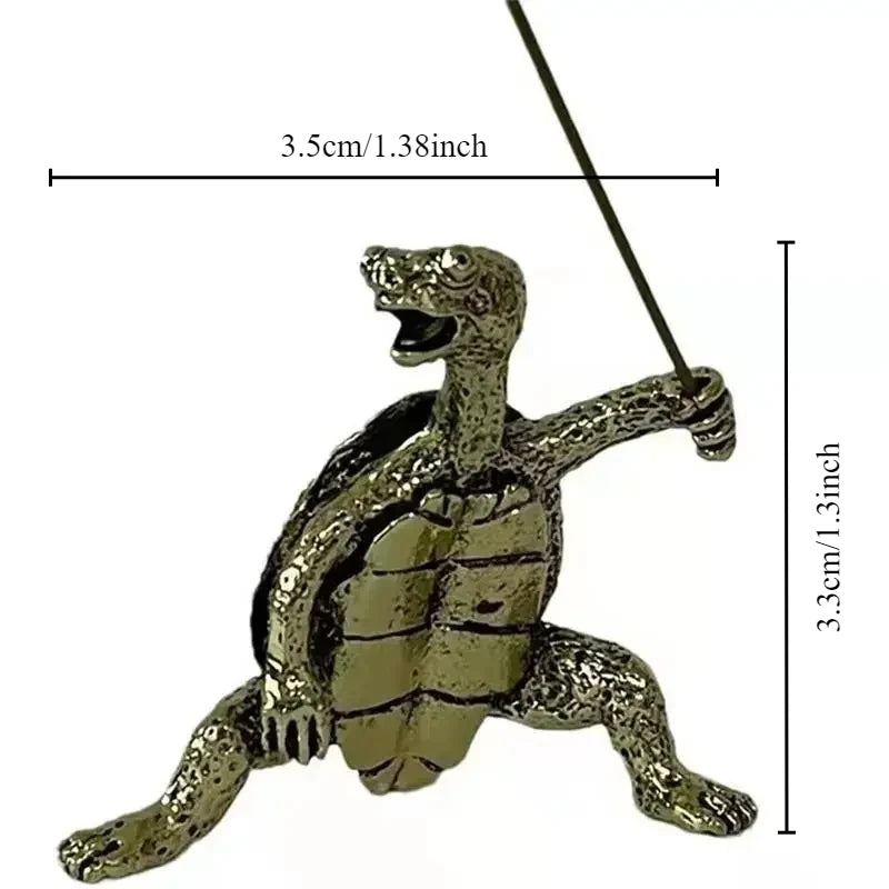 Mini Turtle-Shaped Incense Holder – Vintage Bronze Zinc Alloy Burner Stand for Home Decor