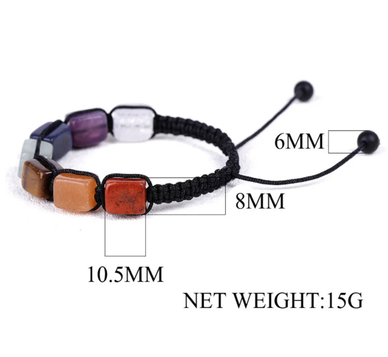 Classic 7 Chakra Energy Bracelet – Natural Volcanic Stone Yoga Meditation Jewelry