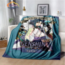 Genshin Impact Flannel Blanket Featuring Tartaglia Zhongli Xiao Kazuha Hutiao Characters