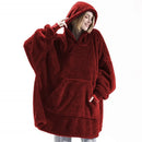 Oversized Fleece Blanket Hoodie – Thick Double-Faced Wearable Blanket