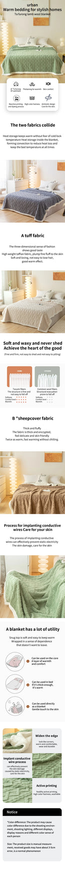 Tapestry Lamb Wool Blanket – Thick Warm Polyester Throw for Nap