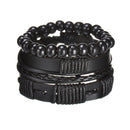 Braided Leather Wrap Bracelet for Men – Vintage Beaded Tribal Wristband with Charms