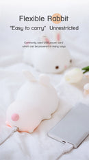 Rabbit night light – touch sensor RGB LED bunny lamp, USB rechargeable silicone nightlight