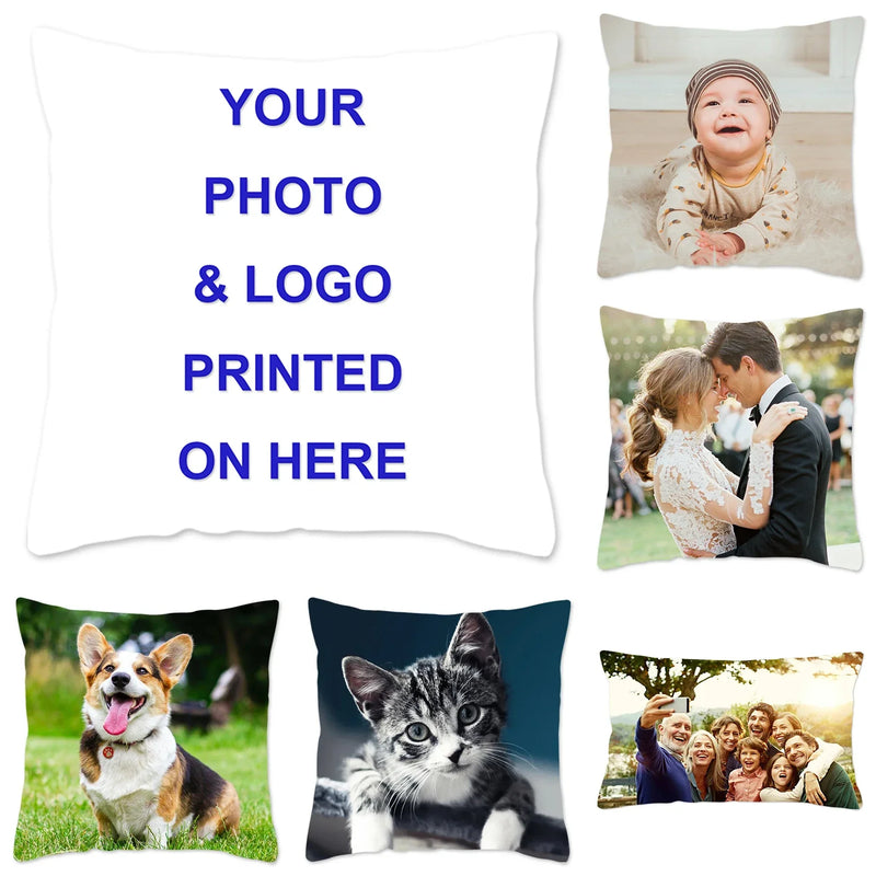 Custom photo pillow cover with uploaded image for home or gift use