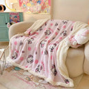 Hello Kitty soft fleece throw blanket with sherpa lining, reversible and all-season comfort.