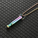 Stainless steel breathing necklace on black background